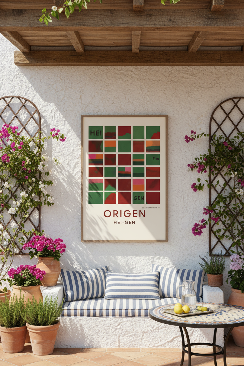 Lámina collage artesanal. Arte en papel reciclado, hecho a mano.